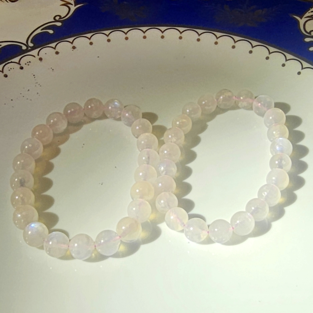 Pink Moonstone 10 mm Stretchy Stone Bracelet - Picture 3 of 3